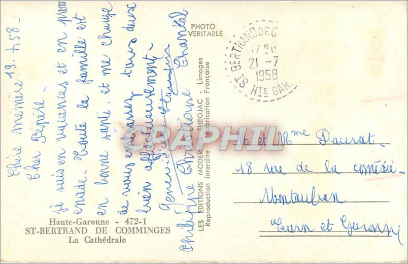 Thézac - La Cathédrale — Éditions Thézac, n° 472-1 — Verso