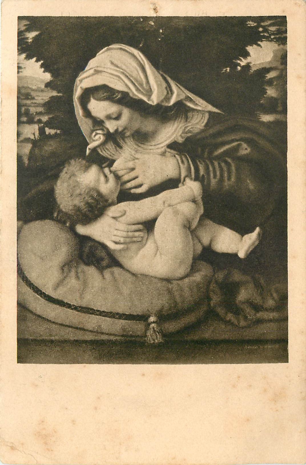 CPA Solario fec Paris La Vierge au coussin vert 