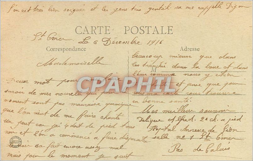 CPA Saint Omer P de C Tour Saint Berlin  — Back