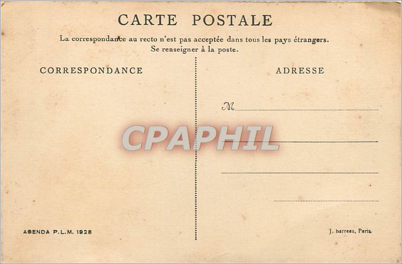 Dauphiné — Village de La Grave — Cl. G. Oddoux, Agenda P.L.M. 1928 — Achterkant