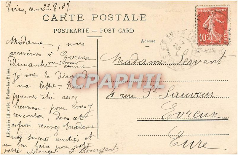 CPA Evian les Bains Vue generale  — Verso