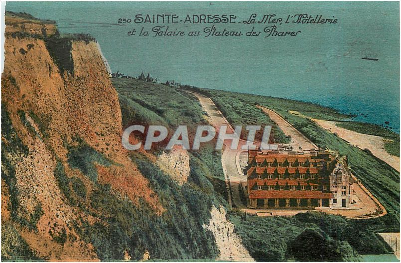 CPA Sainte Adresse La Mer l'Hotellerie et la Falaise au Plateau des Thares 