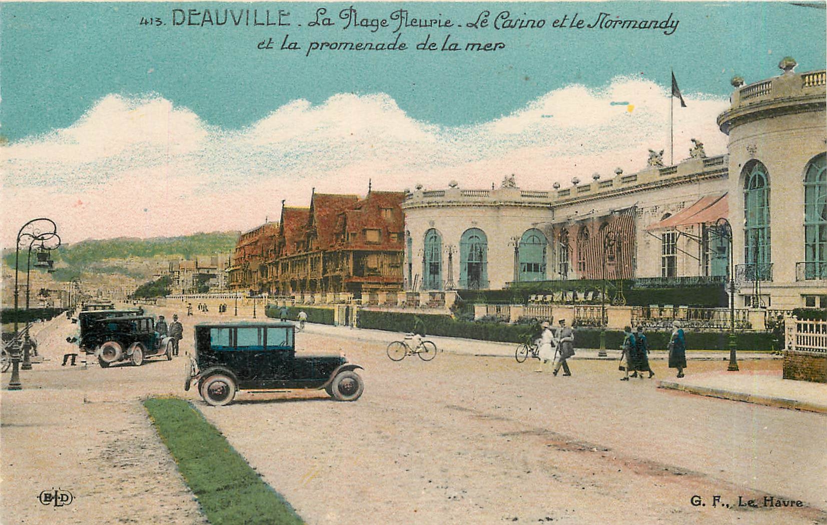 CPA Deauville La Plage Fleurie Le Casino et le Normandy et la promenade de la Mer 