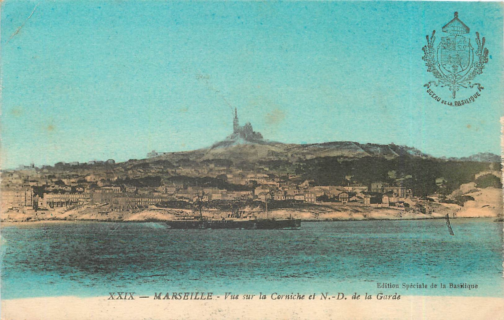 CPA Marseille Vue sur la Corniche et ND de la Garde 