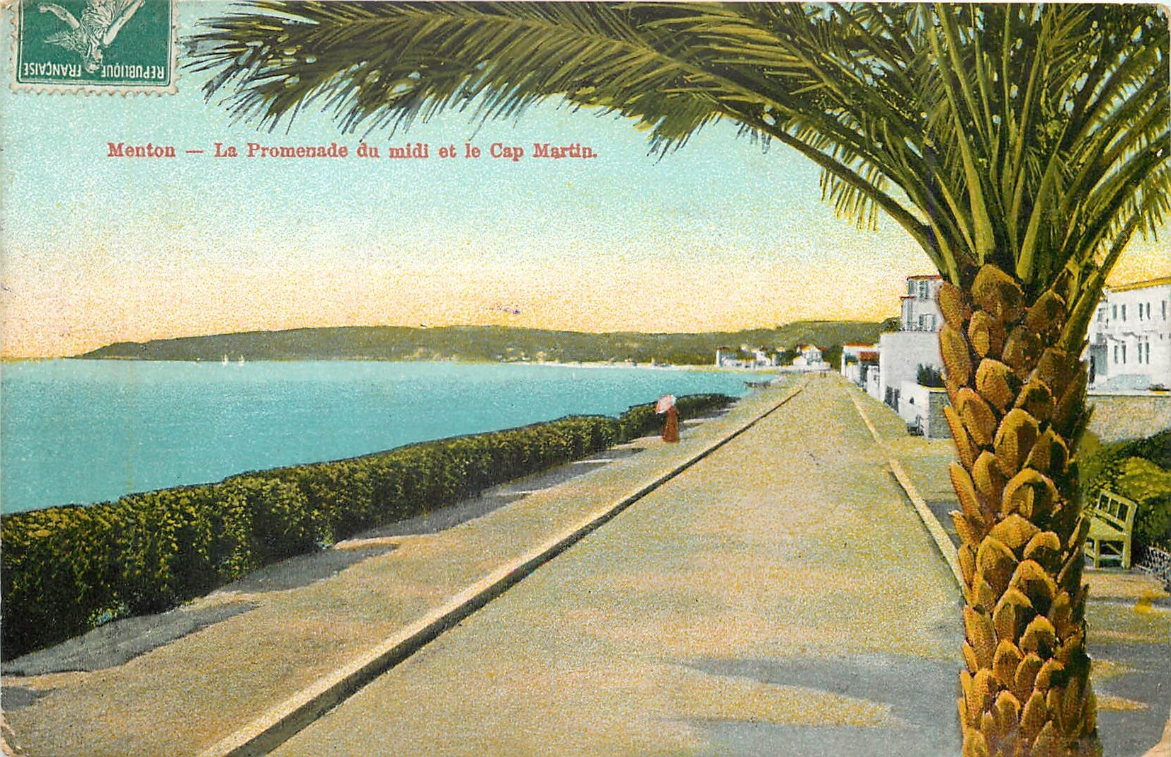 CPA Menton La Promenade du midi et le Cap Marti 