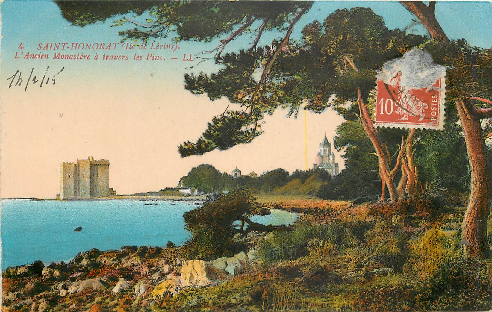CPA Saint Honorat Ile de Lerins L'Ancien Monastere a travers les Pins 