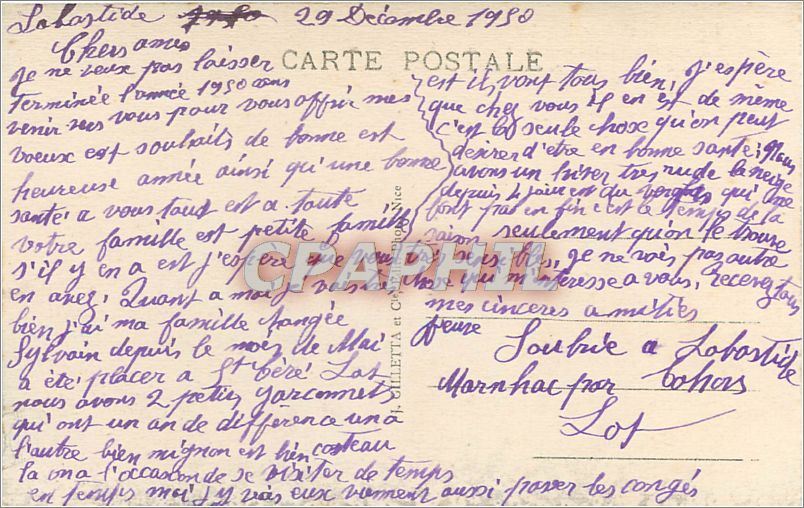 CPM Nice Vue generale entre les Pins Mont Boron  — Verso