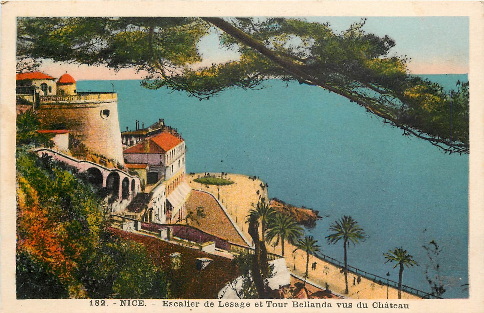 CPM Nice Escalier de Lesage et Tour Bellanda vus du Chateau 