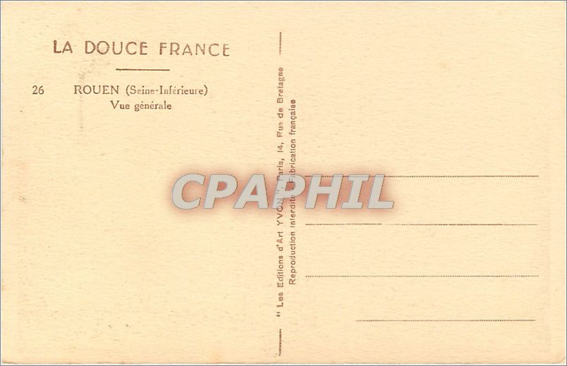 CPM Rouen Seine Inferieure Vue generale  — Verso