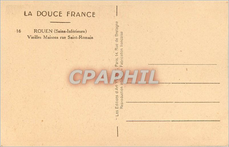 CPM Rouen Seine Inferieure Vieilles Maisons rue Saint Romain  — Rückseite