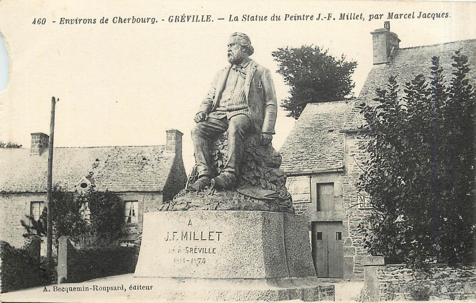 CPM Environs de Cherbourg Greville La Statue du Peintre JF Millet par Marcel Jacques 