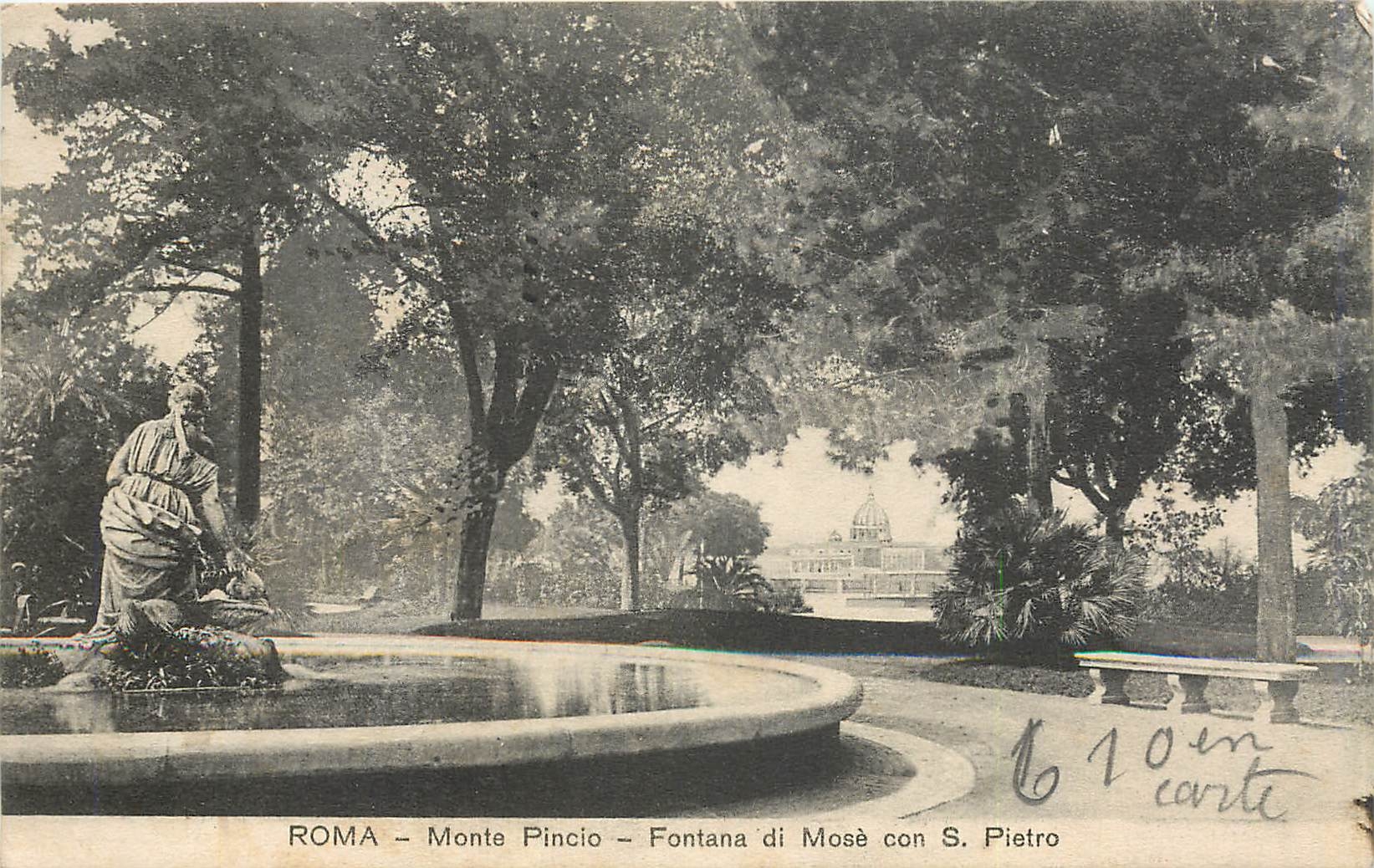 CPA Roma Monte Pincio Fontana di Mose con S Pietro 