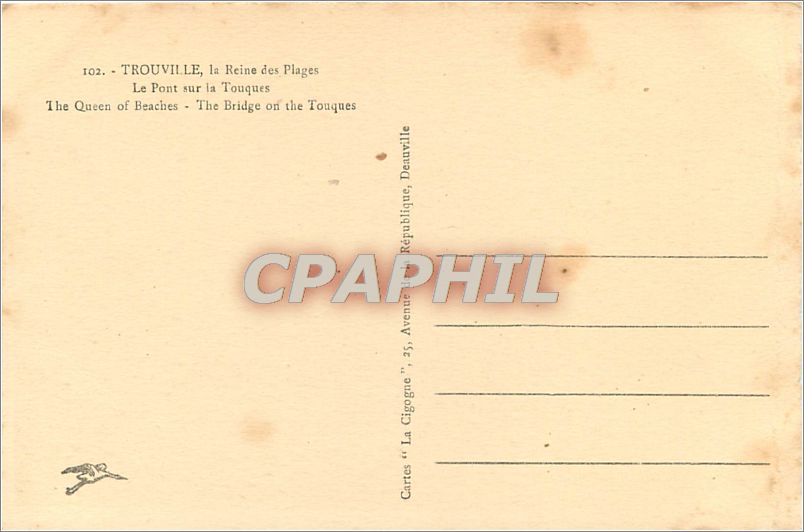Trouville - Le Pont sur la Touques — La Cigogne, 102 — Rückseite