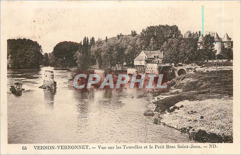 Vernon-Vernonnet — Vue sur les Tourelles et le Petit Bras Saint-Jean — ND.