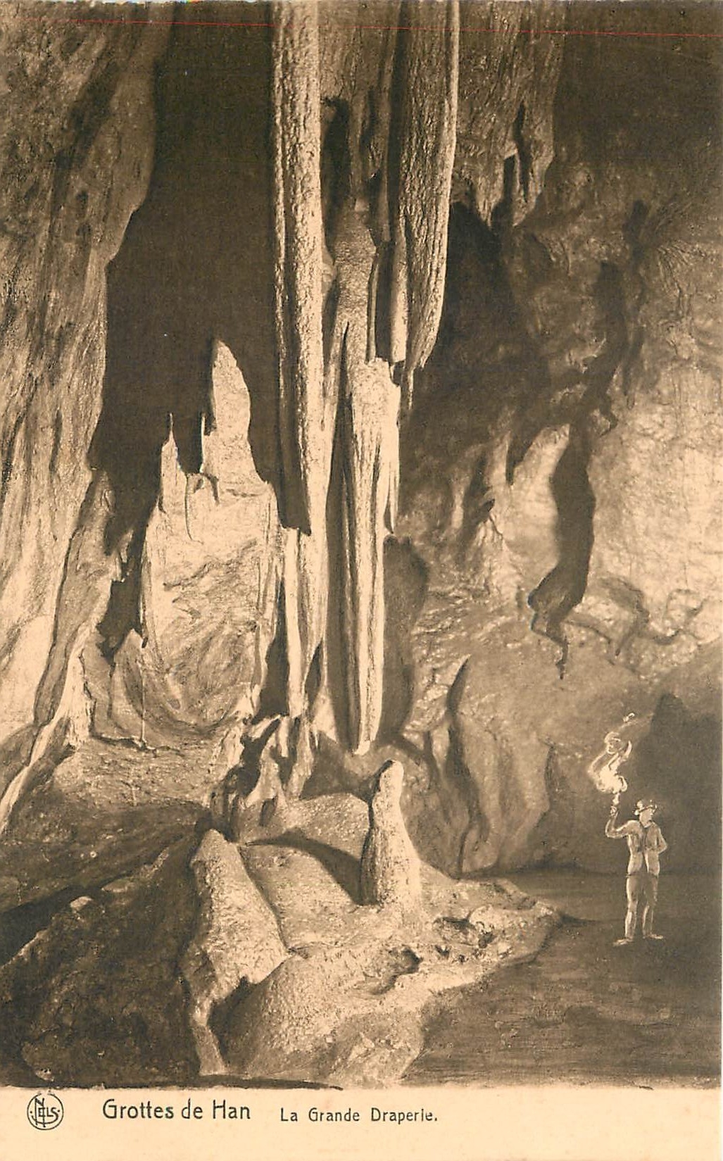CPA Grottes de Han La Grande Draperie 
