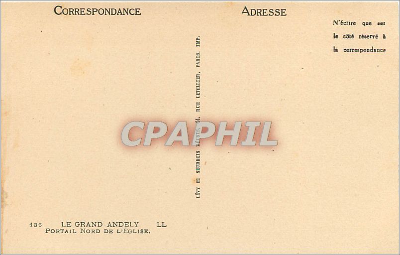 Portail Nord de l'église — Le Grand Andely — Imp. Lévy, Paris — Verso