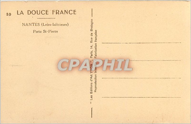 CPA Nantes Loire Inferieure Porte St Pierre  — Verso