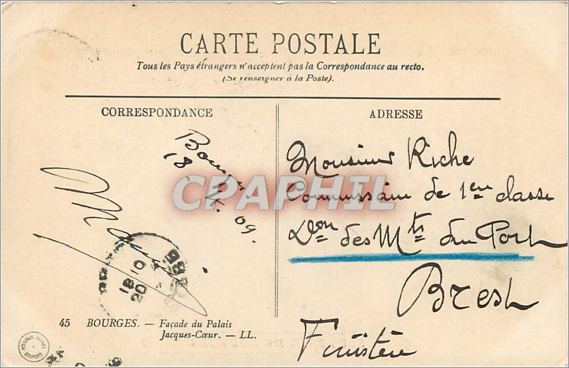 CPA Souvenir de Bourges  — Rückseite