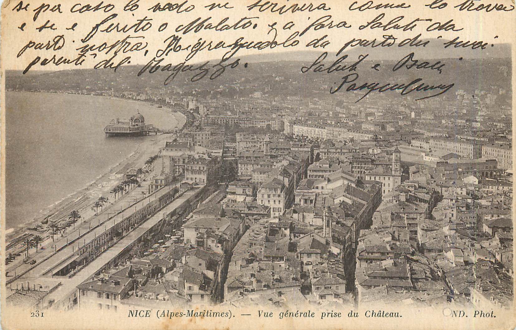 CPA Nice Alpes Maritimes Vue generale prise du Chateau 