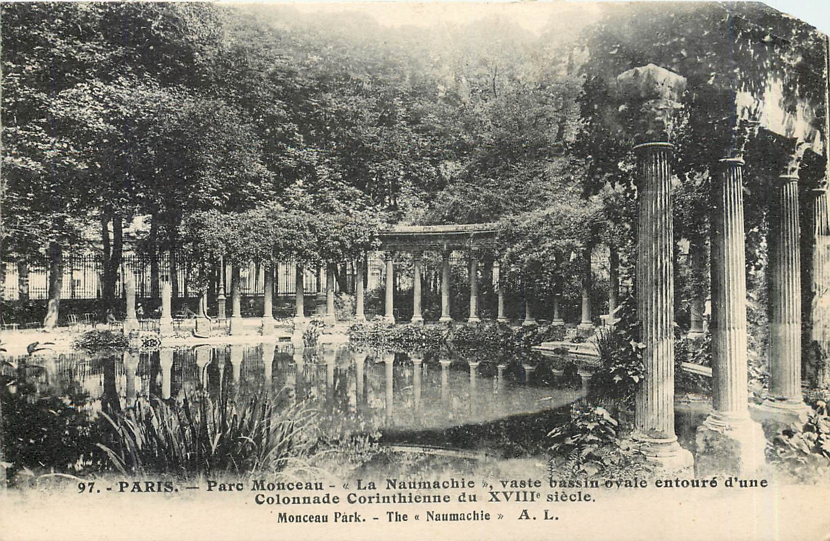 CPA Paris Parc Monceau La Naumachie Vaste Bassin ovale entoure d'une Colonnade Corinthienne du XVIII