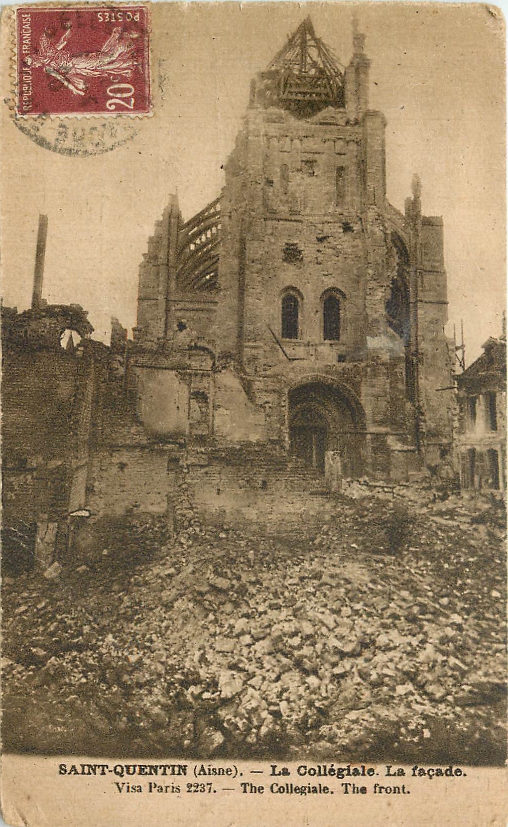 CPA Saint Quentin Aisne La Collegiale La Facade 