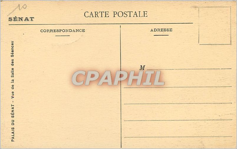 CPA Palais du Senat Vue de la Salle des Suances  — Rückseite