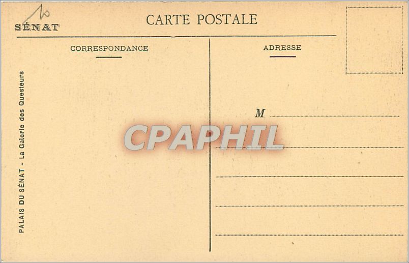 CPA Palais du Senat La Galerie des Questeurs  — Rückseite