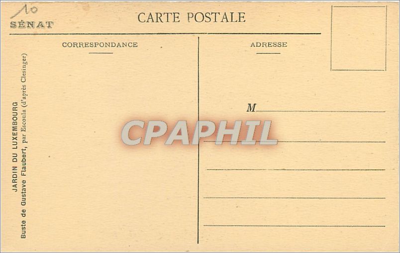 CPA Jardin du Luxembourg Buste de Gustave Flaubert  — Rückseite