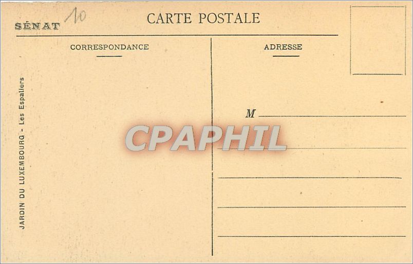 CPA Jardin du Luxembourg Les Espaliers  — Rückseite