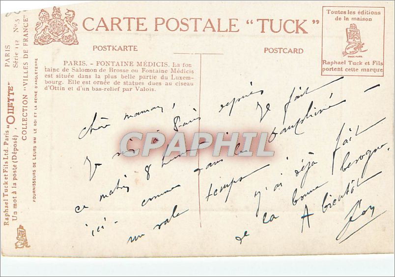 CPA Paris Luxembourg Fontaine Medicis  — Rückseite