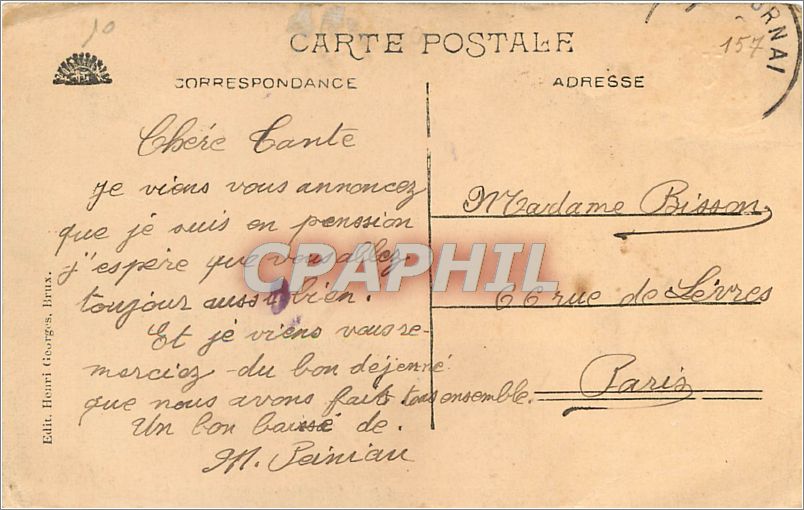 CPA Passy Froyennes Vue generale Route de Tournai  — Rückseite