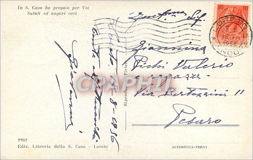CPA In S Casa ho pregalo per voi Saluti ed anguri cari  — Rückseite