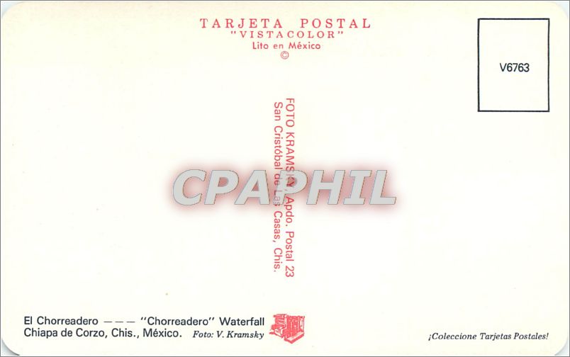 CPM El Chorreadero Chiapa de Corzon Chis Mexico  — Rückseite