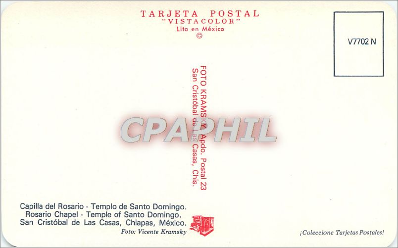 CPM Capilla del Rosario Templo de Santo Domingo  — Rückseite