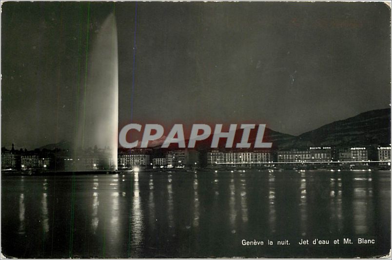 CPM Geneve la nuit Jet d'eau et Mt Blanc 
