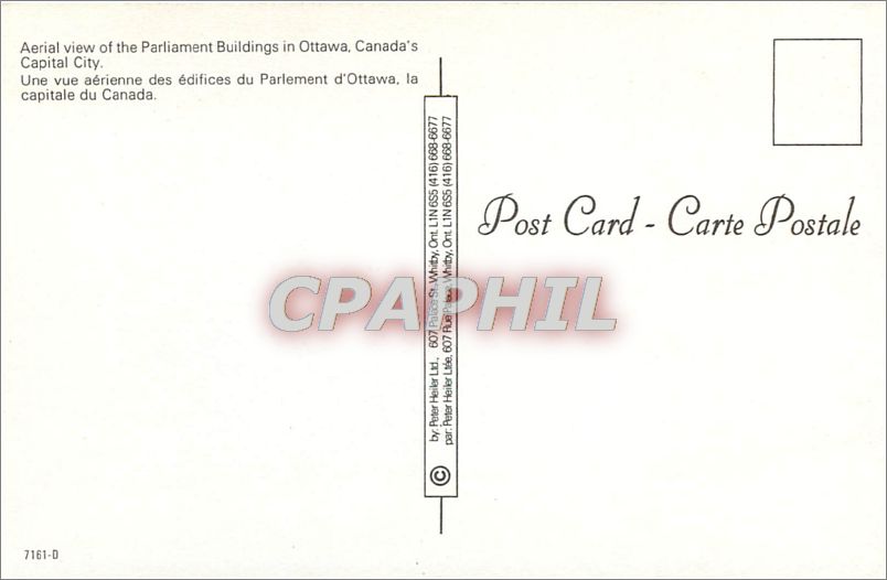 CPA Aerial view of the Parliament Buildings in Ottawa Canada's Capital City  — Back