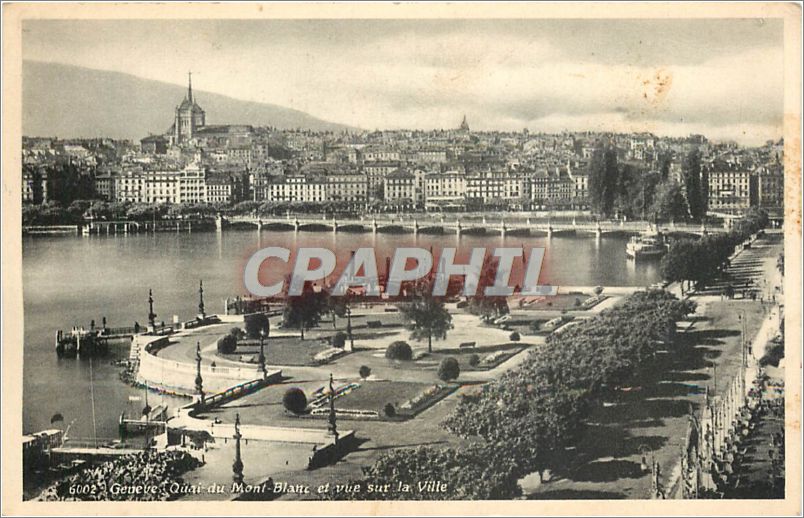 CPA Geneve Quai du Mont Blanc et vue sur la Ville 