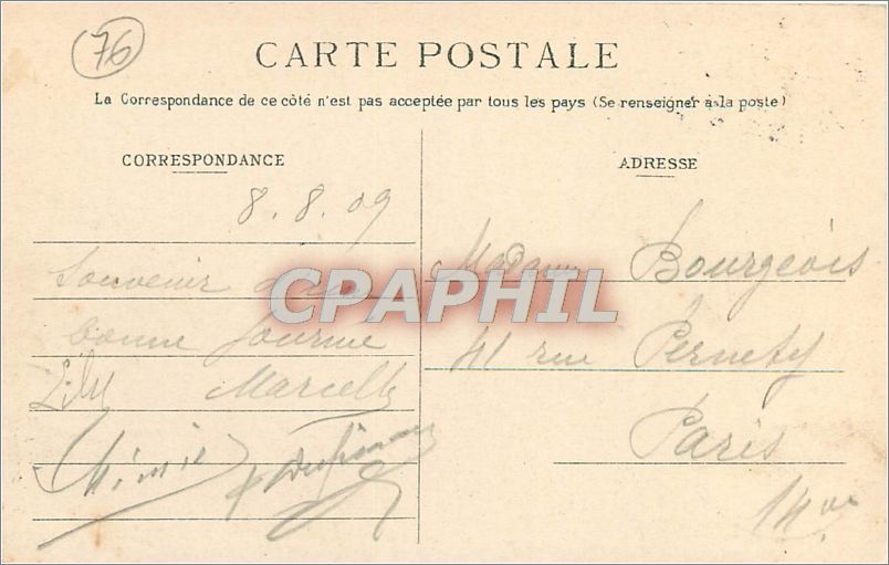 CPA Le Treport Les Villas de la Plage et la Falaise  — Rückseite