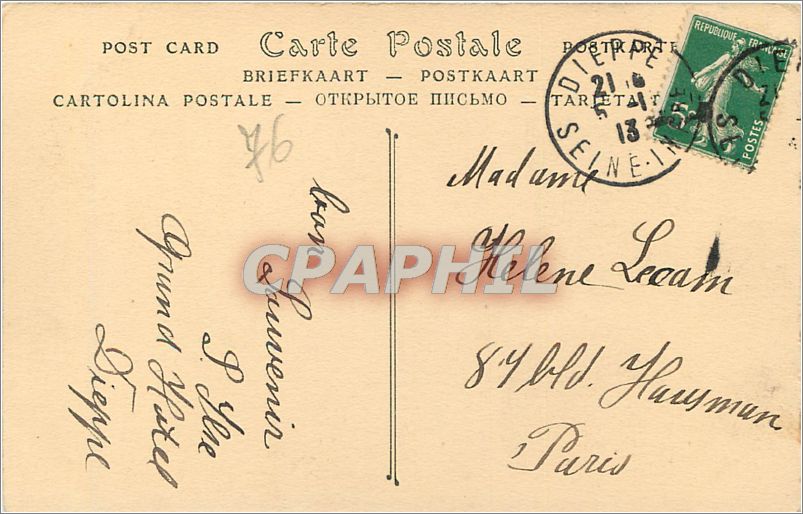 CPA Dieppe Vue generale de la Plage  — Verso