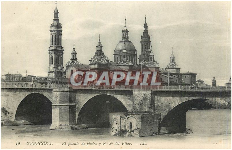 CPA Zaragoza El puente de piedra y NS del Pilar 