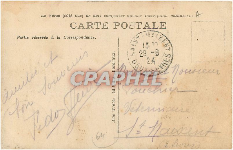 CPA Biarritz Cote Basque Le Casino Bellevue  — Verso