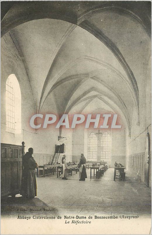 CPA Abbaye Cistercienne de Notre Dame de Bonnecombe Aveyron Le Refectoire 