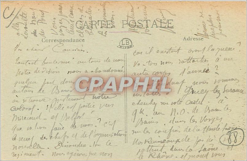 CPA Bains les Bains Vosges La Chapelle de la Brosse  — Rückseite