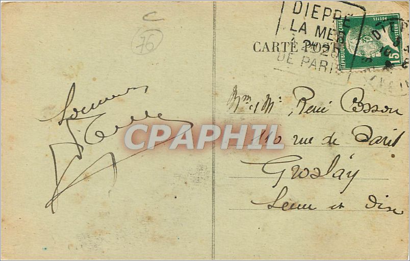 CPA Dieppe Avant Port et la Gare maritime Train — Verso
