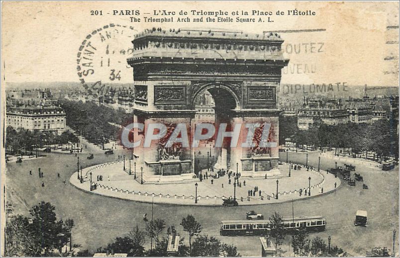 CPA Paris L'Arc de Triomphe et la Place de l'Etoile 