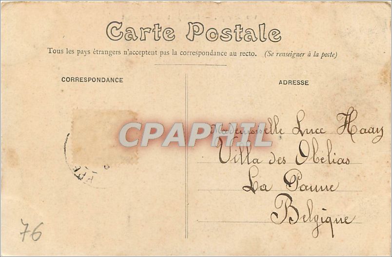 CPA Dieppe Le depart du Paquebot Bateau Train — Verso