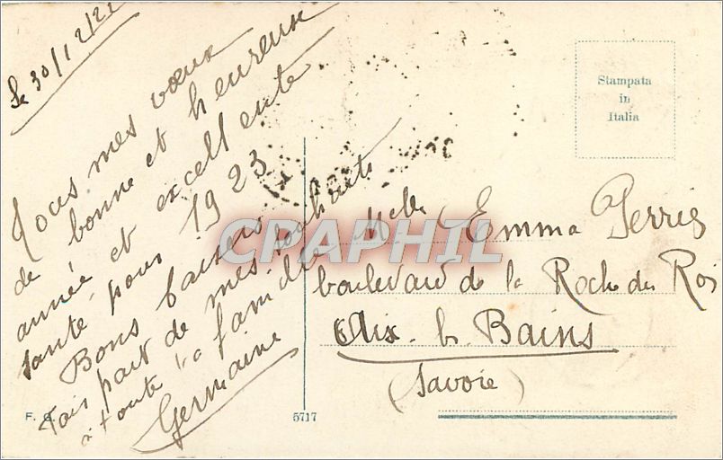 CPA Bonne Annee  — Verso