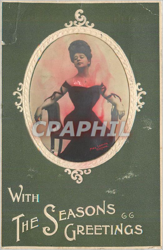 CPA With the seasons greetings Femme
