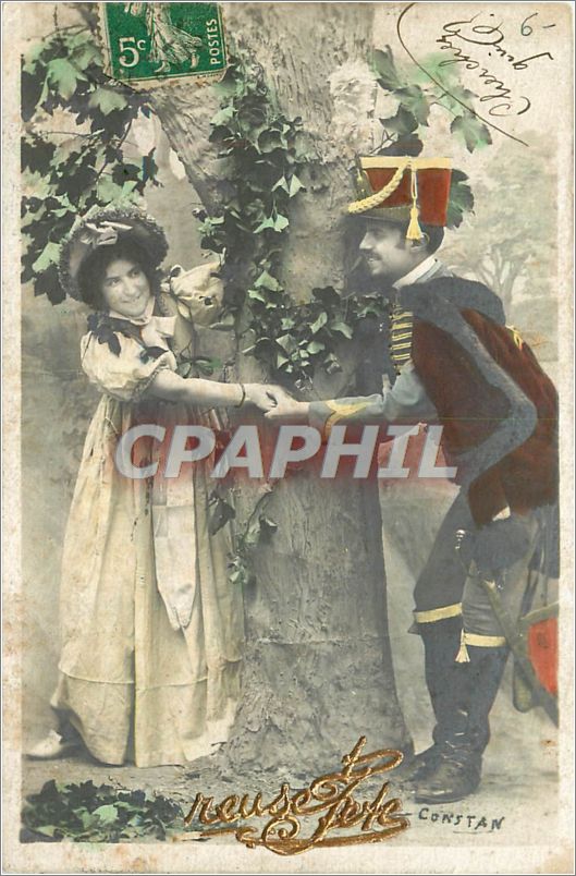 Soldat et femme sous un arbre — éditeur Rousse & Fils, Constant