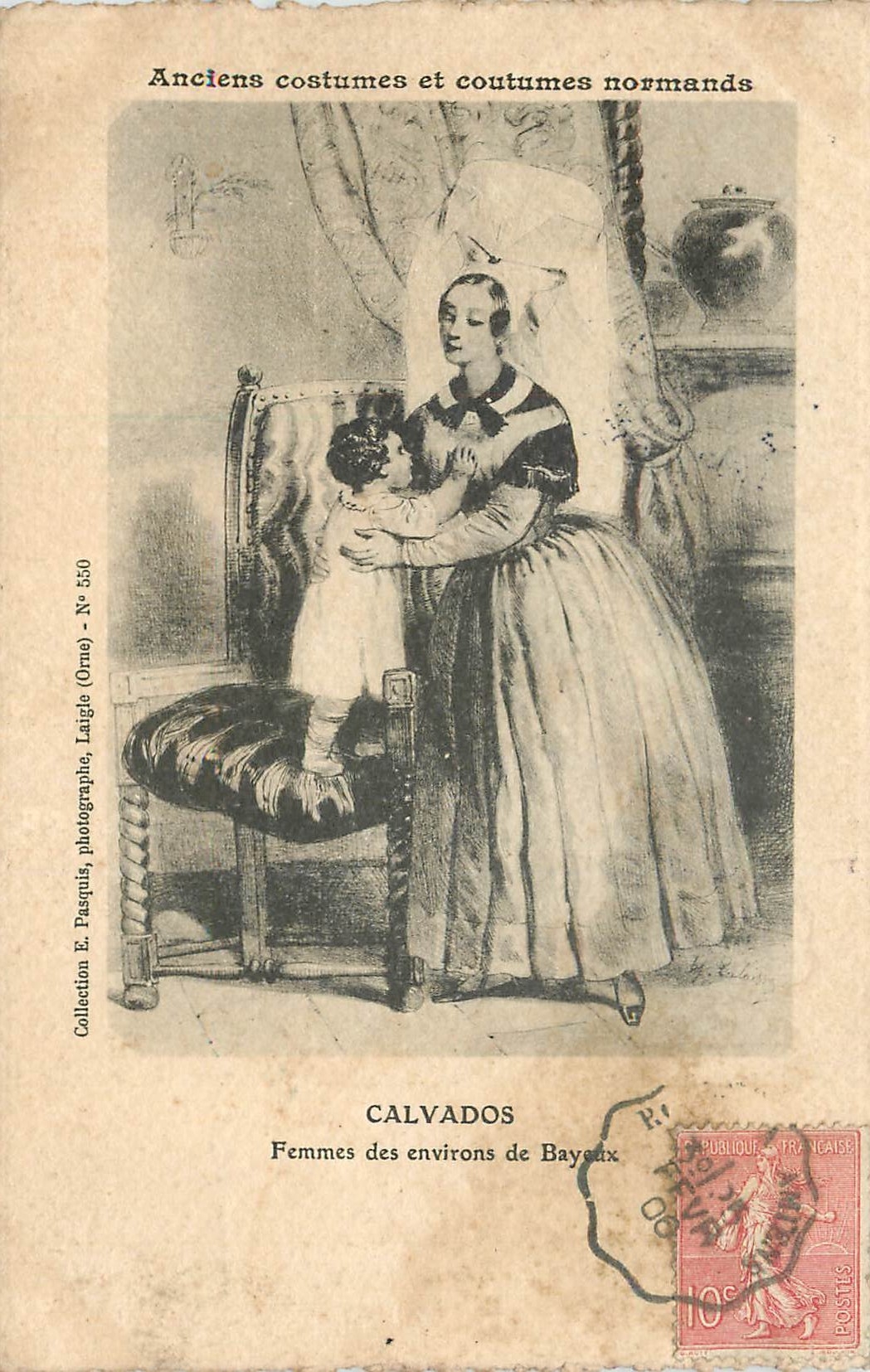 Femmes des environs de Bayeux — Anciens costumes et coutumes normands — Collection E. Pasquis, photographe, Laigle (Orne) - N° 550